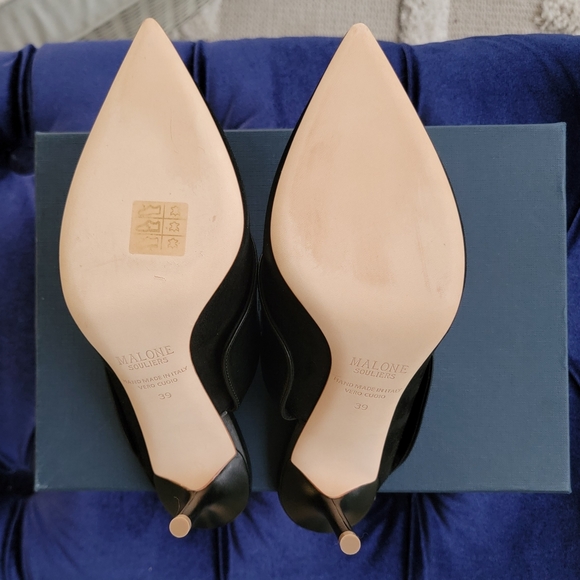 NIB. MALONE SOULIERS 'Tilly' 85 Leather and Suede Mules - Picture 11 of 16